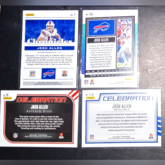 Josh Allen (4) 2022 & 2023 Panini Football - Picture 2 of 2